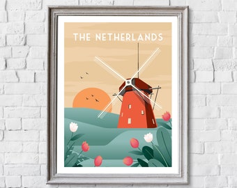 Vintage America Poster #273 Painting Print Holland Travel Canvas Poster with Frames US States Prints