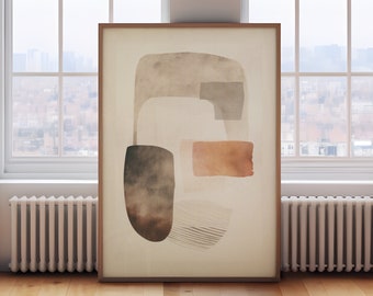Neutral Abstract Art Print: Beige Wabi-Sabi Japandi Decor