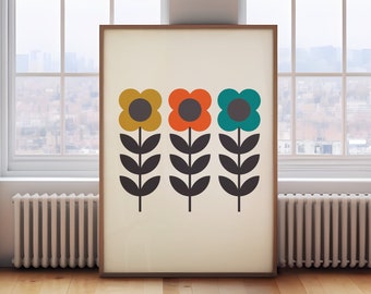Mid century modern wall art, mid century flower print, mid century wall art, mid century decor, retro wall art retro print Mid century print