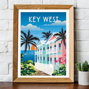 Key West print, Florida travel poster, Key West travel print, Florida wall art, Key West poster, Retro Key West print, Florida print