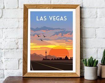 Las Vegas print, Las Vegas poster, Las Vegas wall art, Las Vegas travel print, retro travel print, travel wall art, travel poster,