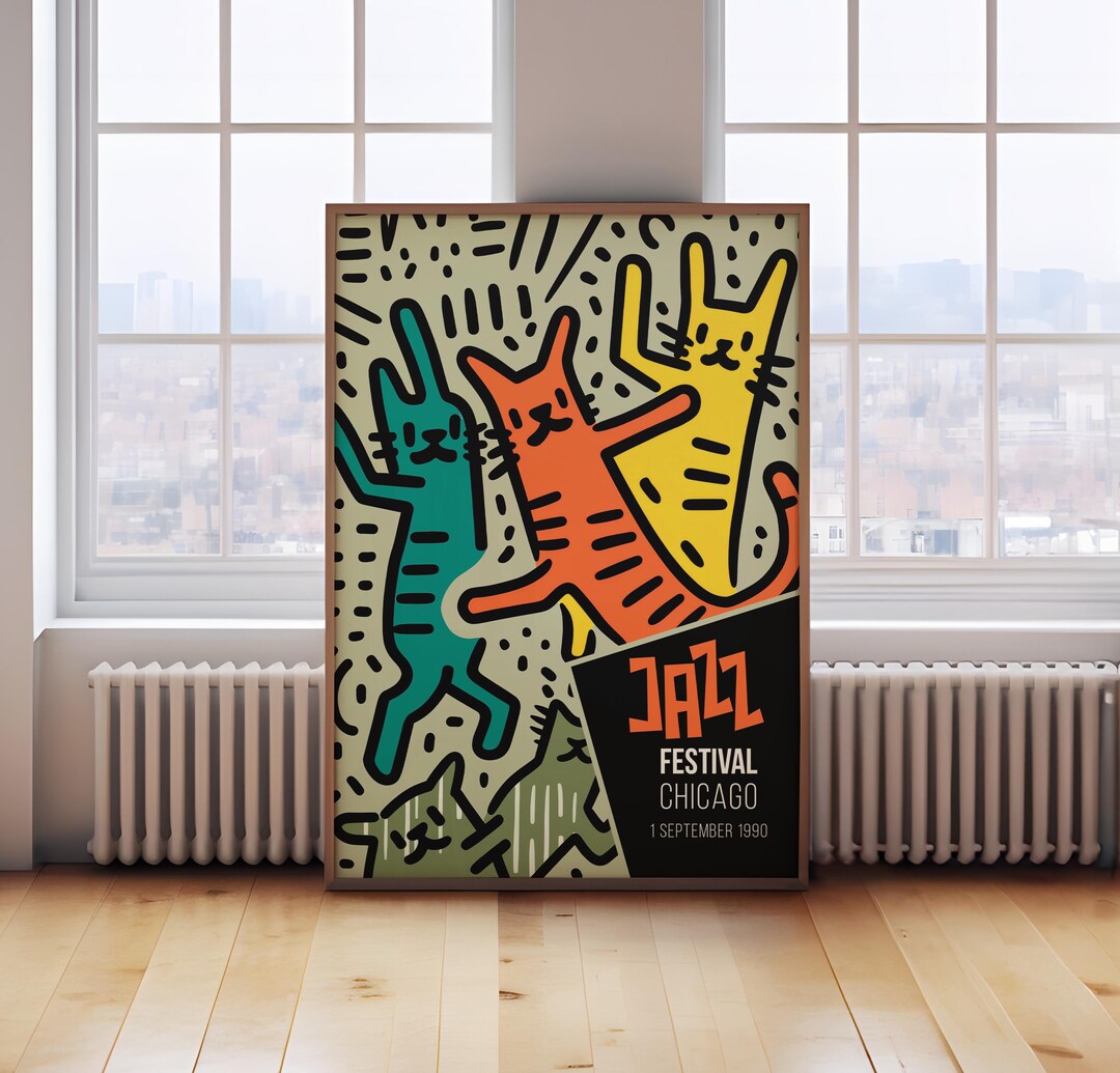 Retro Jazz Poster, Chicago Jazz Festival Print, Retro Jazz Print, Retro