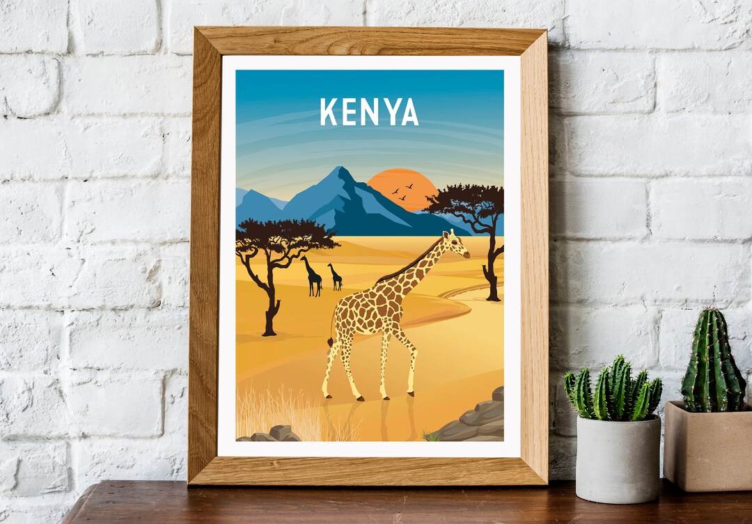 Kenya Travel Poster Kenya Travel Print Kenya Wall Art Kenya Etsy