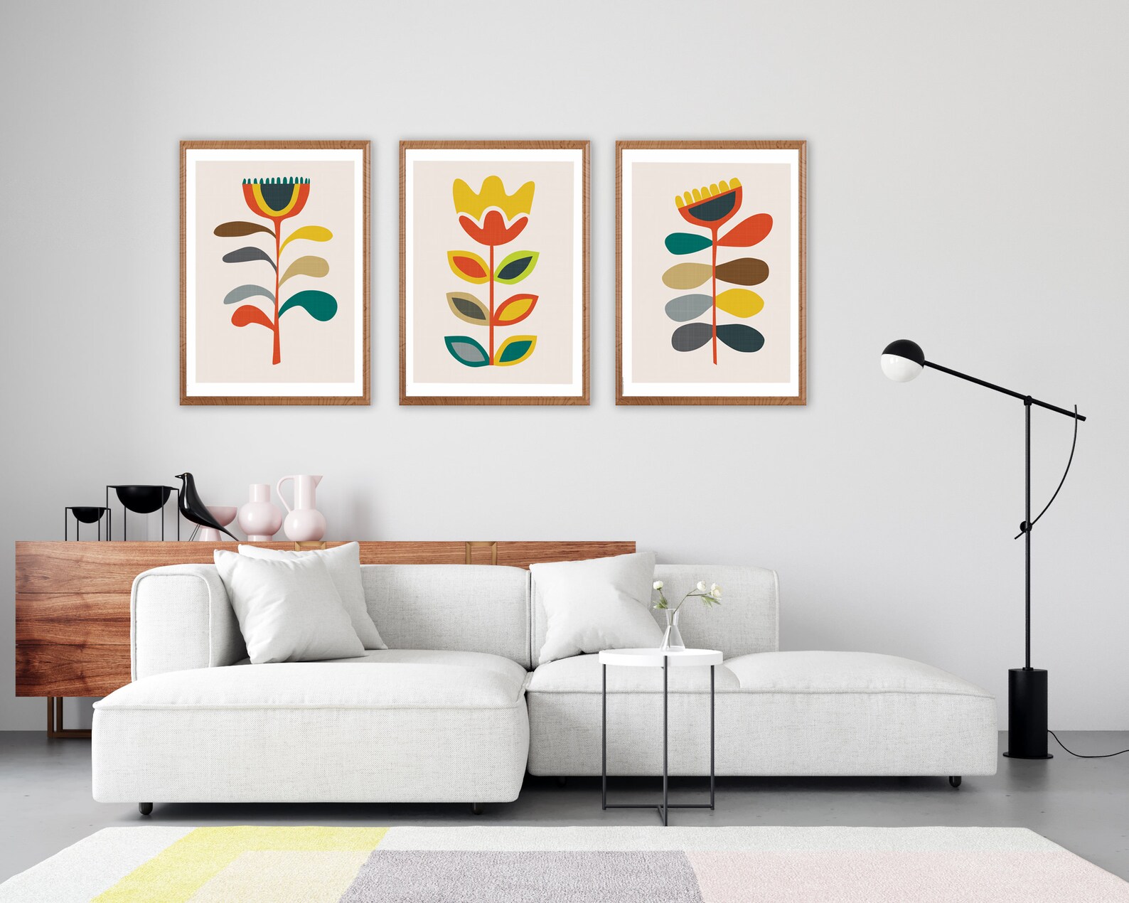 Mid Century Flower Print Mid Century Modern Flower Stem Etsy UK