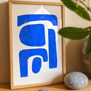 Royal blue abstract art, blue wall art, cerulean blue decor image 4