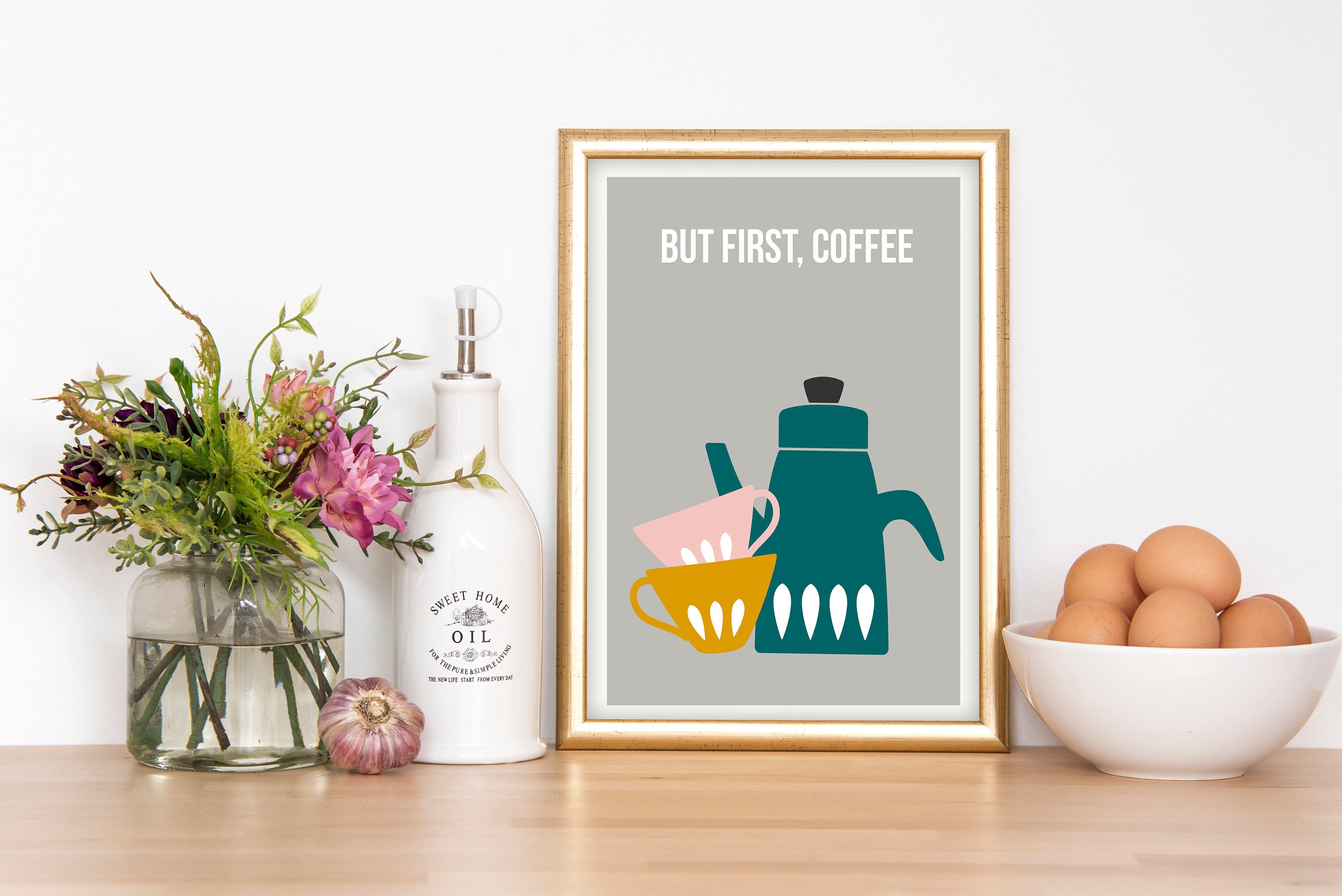 Coffee Wall Art Coffee Print Coffee Art Print Mid Century Etsy