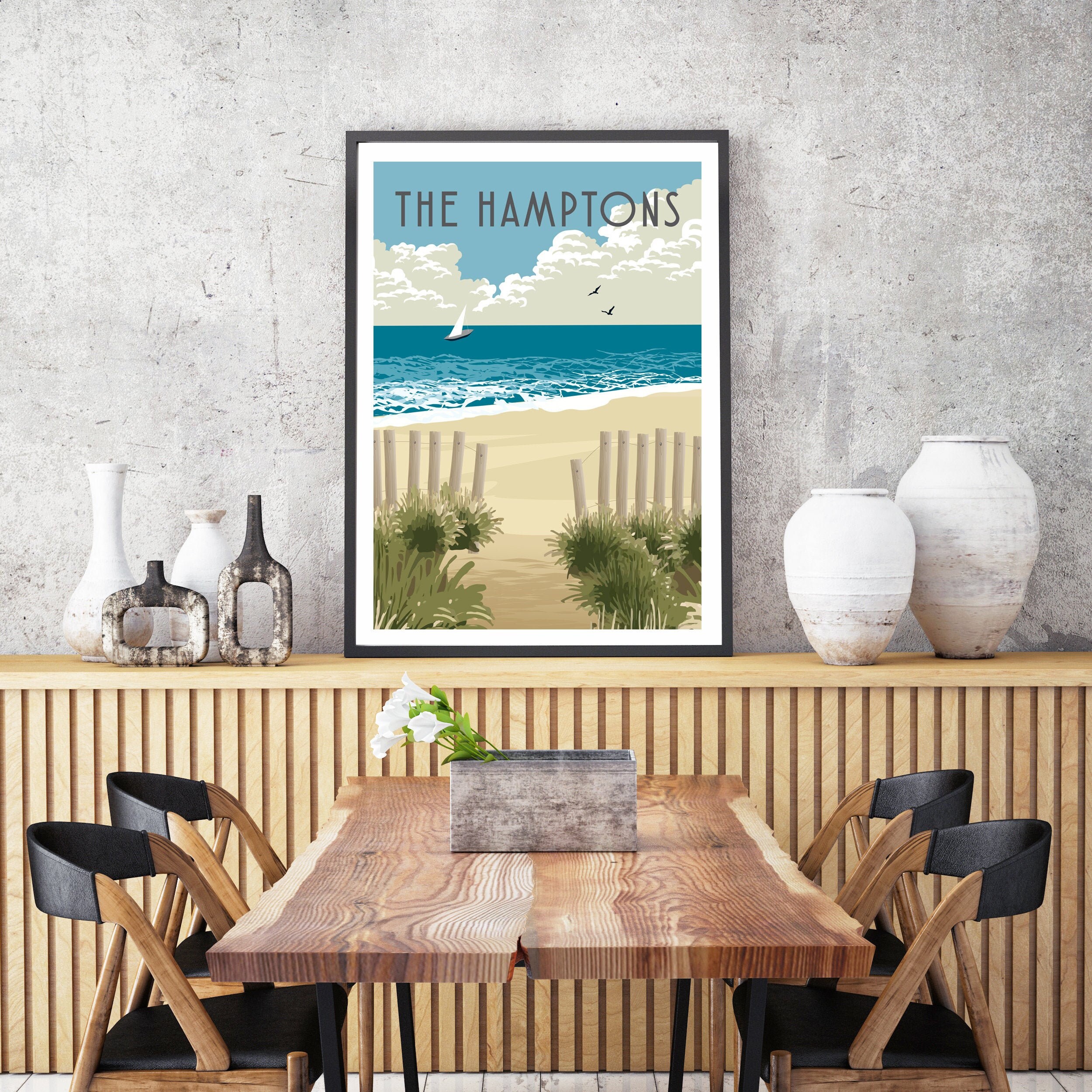 The Hamptons Print the Hamptons Travel Poster Long Island Etsy UK
