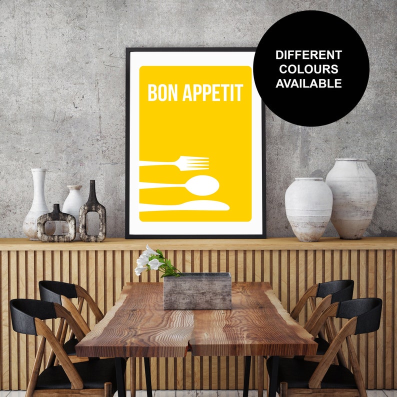 Bon appetit Kitchen print Kitchen sign kitchen wall art Etsy