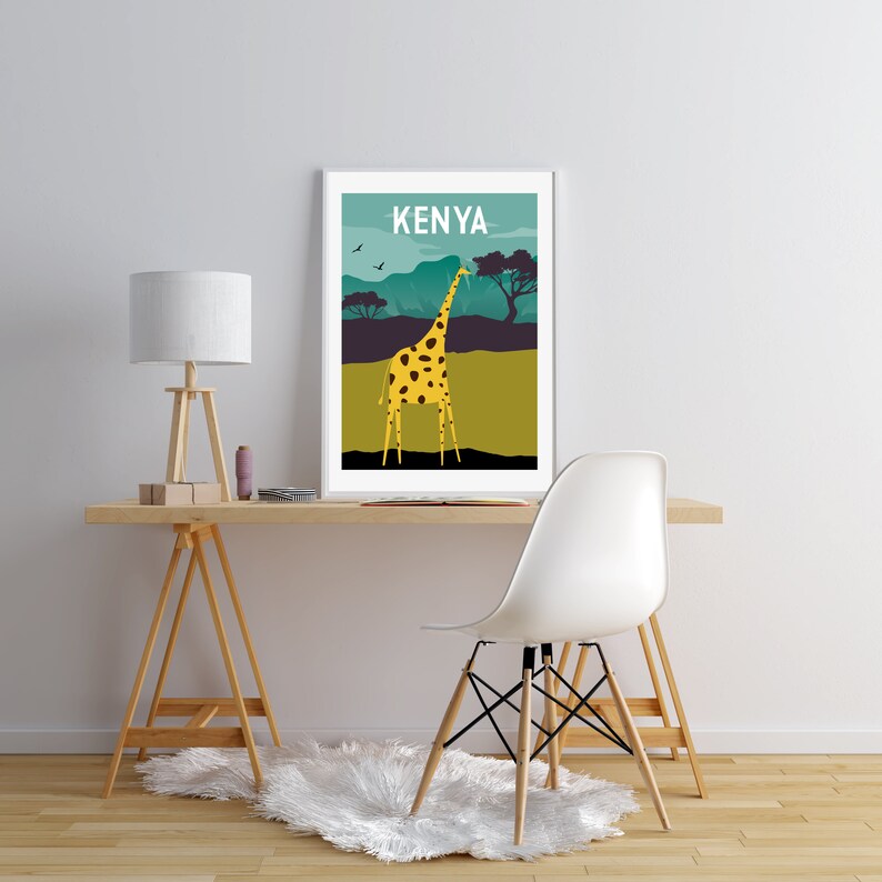Kenya travel poster Kenya travel print Kenya wall art Kenya Etsy