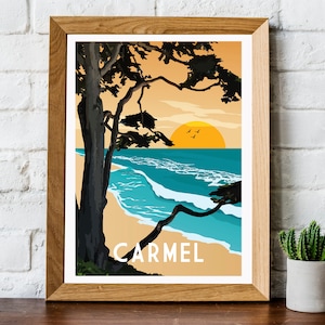 Carmel travel poster, retro Carmel print, Carmel poster, Carmel travel print, California print, California poster, California travel print