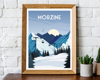 Morzine poster, Morzine print, Morzine skiing print, Morzine travel poster, Morzine travel print skiing poster, skiing wall art,