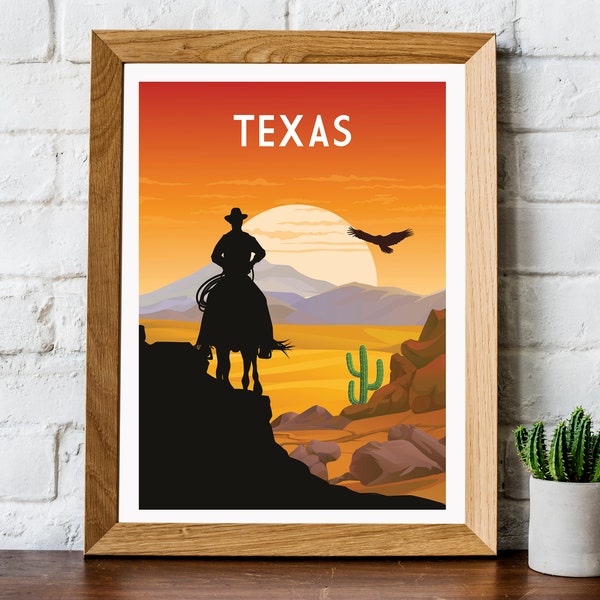 Texas travel print, Texas poster, Texas print, Texas travel poster, retro travel print, retro travel poster, vintage travel poster