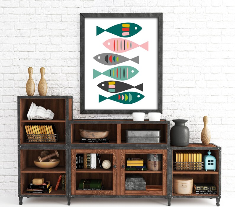 Fish Wall Art Fish Art Print Mid Century Wall Art Mid Etsy