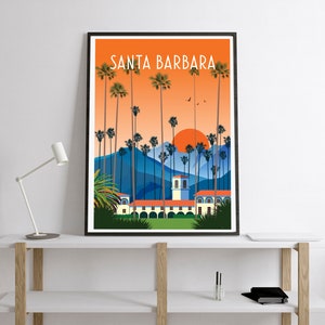 Santa Barbara print, California travel print, California poster, Santa Barbara poster Santa Barbara travel print Santa Barbara travel poster image 2