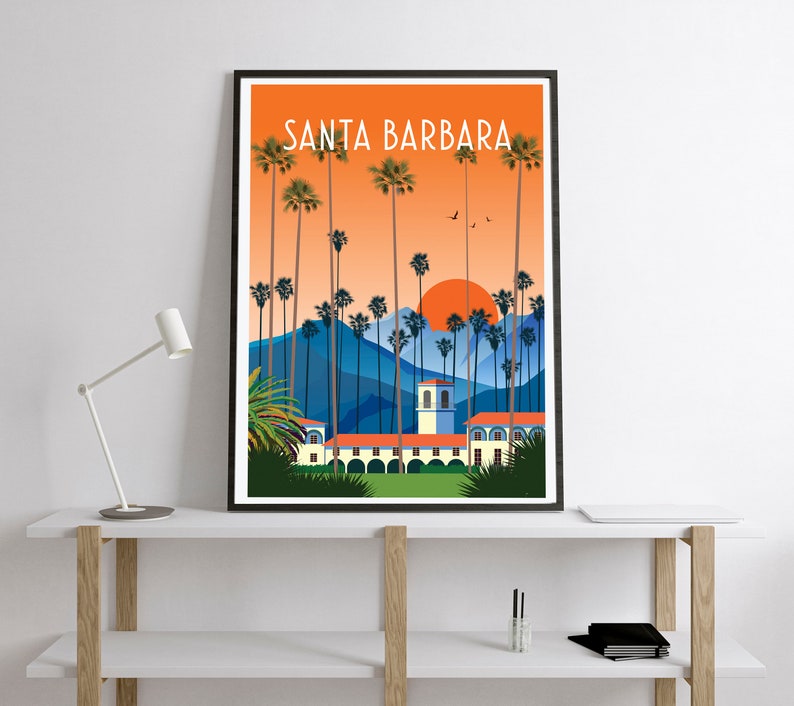 Santa Barbara print, California travel print, California poster, Santa Barbara poster Santa Barbara travel print Santa Barbara travel poster image 2