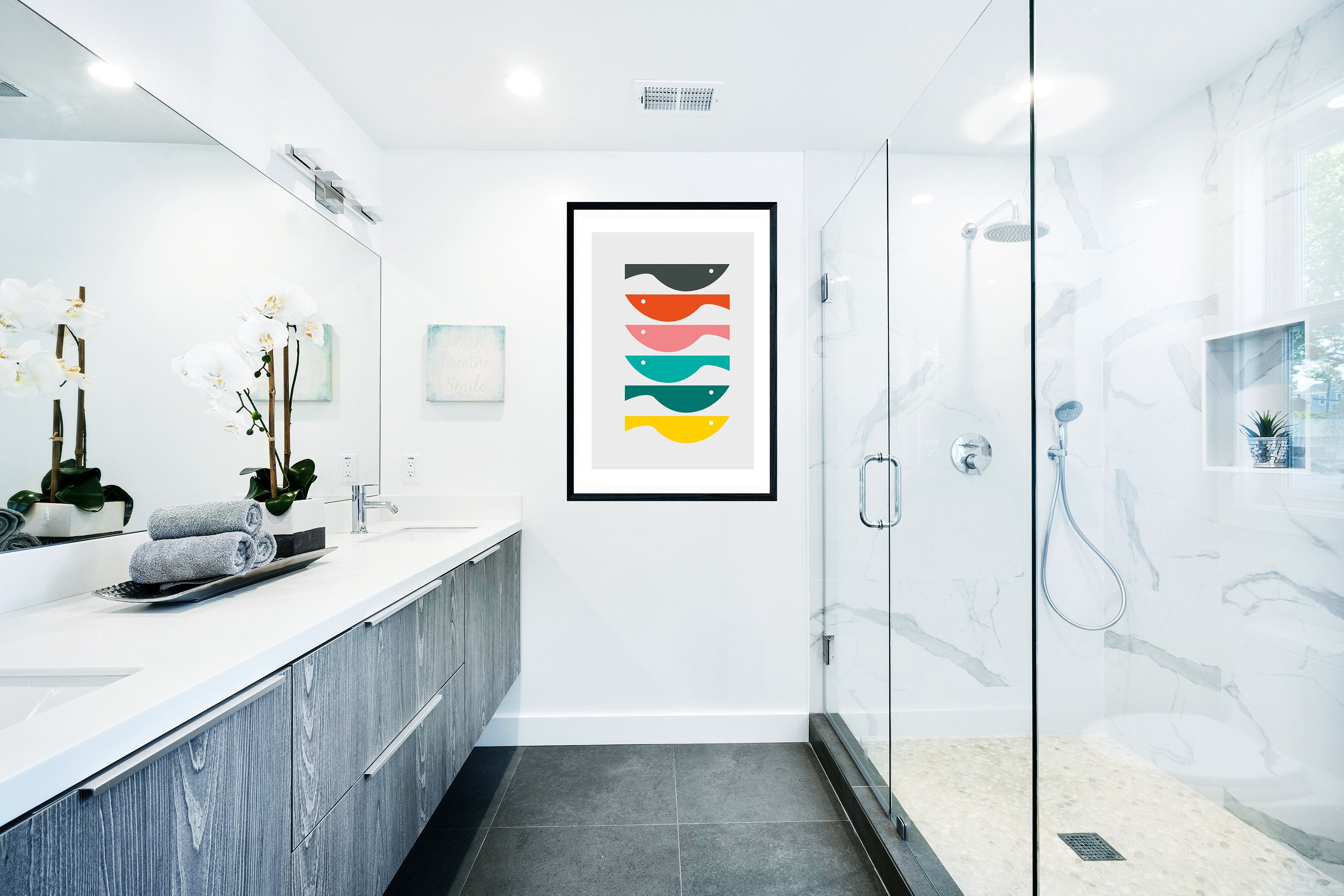 Mid Century Modern Fish Wall Art Fish Print Mid Century Etsy