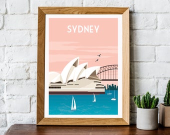 Sydney print, Australia print, Sydney travel poster, Sydney poster, retro Sydney print, retro travel poster, retro travel print,