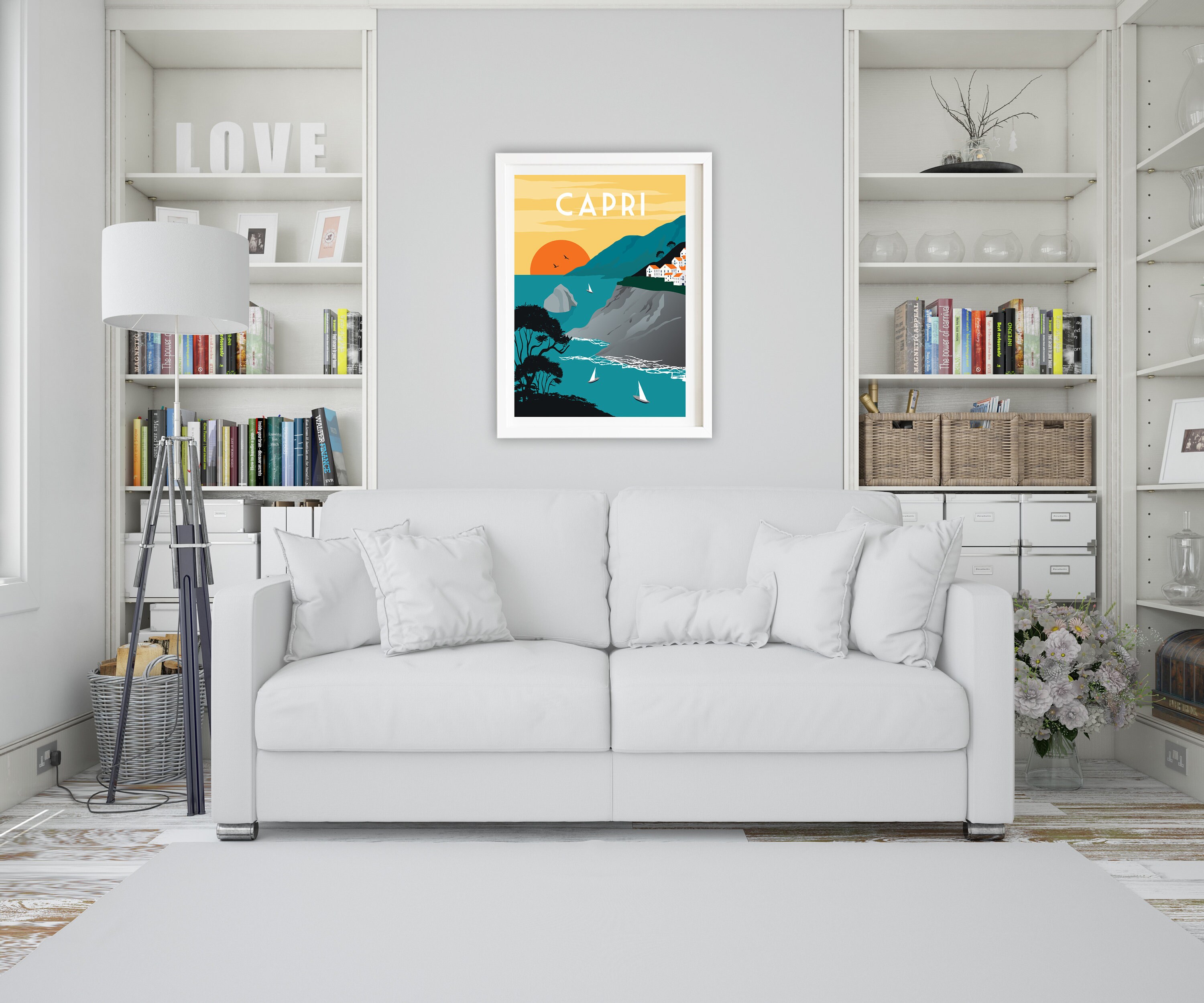 Capri travel poster retro Capri print Capri wall art Capri | Etsy