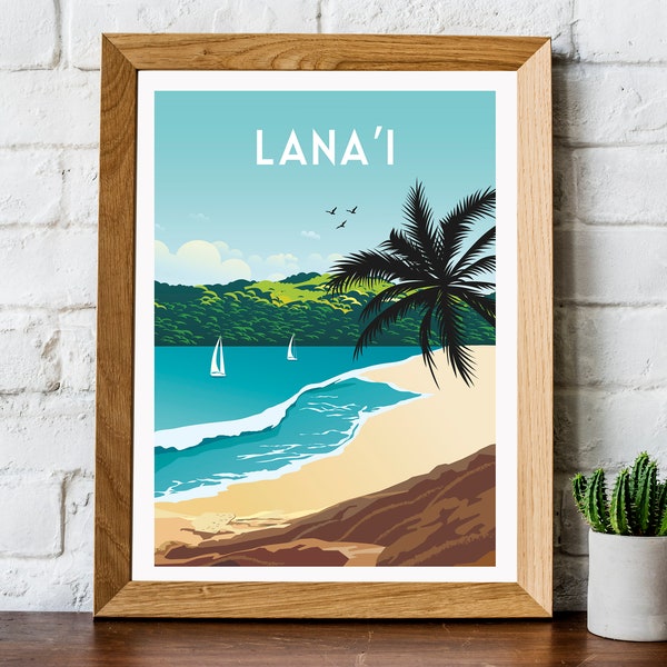 Lana'i print, Hawaii poster, Lana'i  travel print, Lana'i travel poster, Hawaii print, Hawaii travel print,