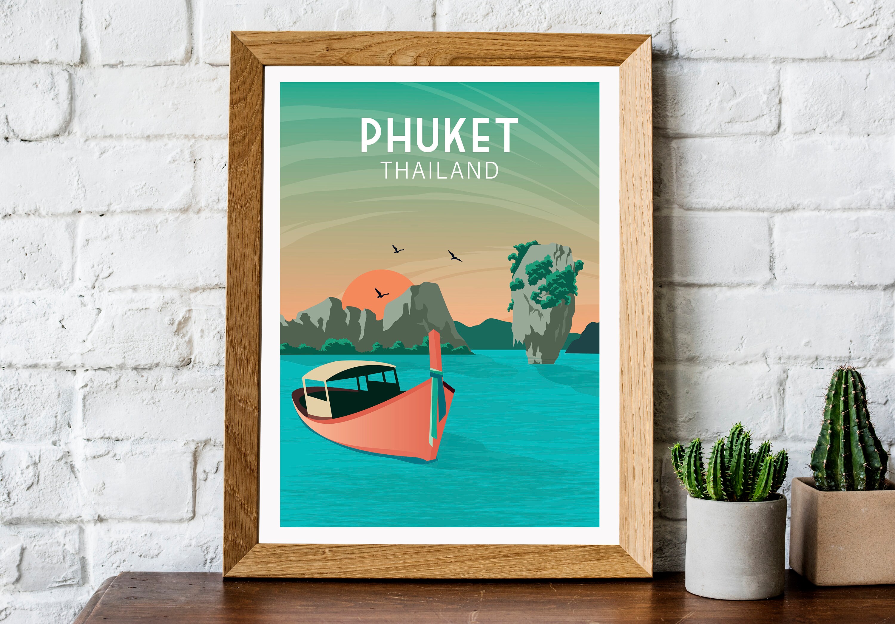 Phuket print Phuket travel poster Phuket wall art Thailand Etsy