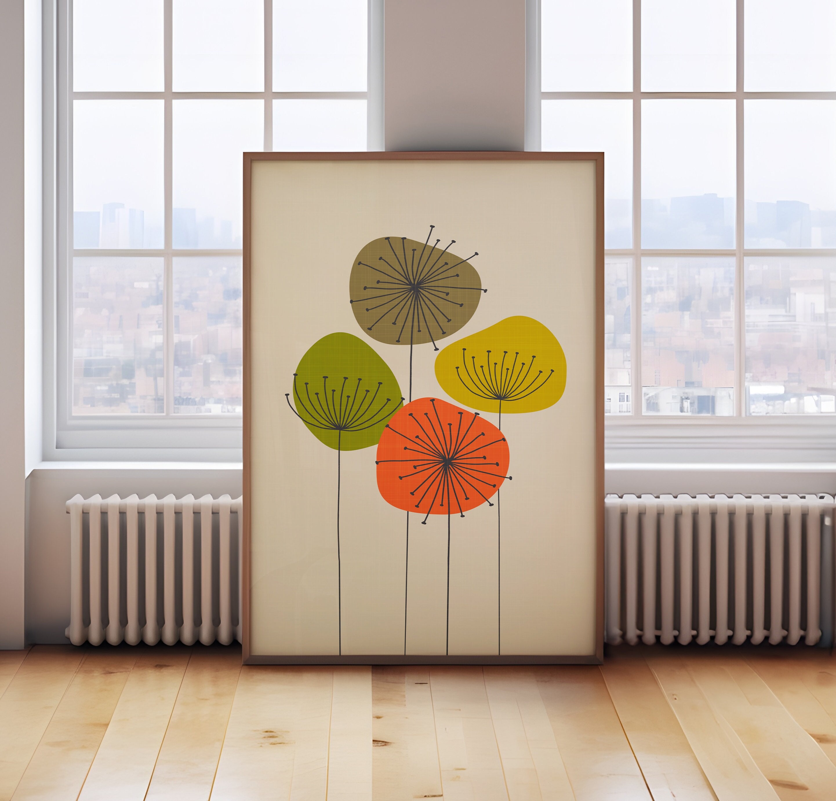 Mid Century Flower Print, Mid Century Modern Print, Mid Century