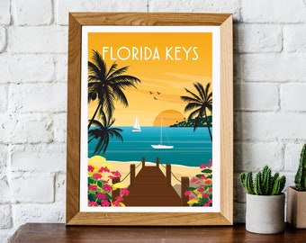 Florida Keys travel poster, Florida Keys print, Key West print, Florida poster, Florida Keys travel print, Florida travel print, Florida