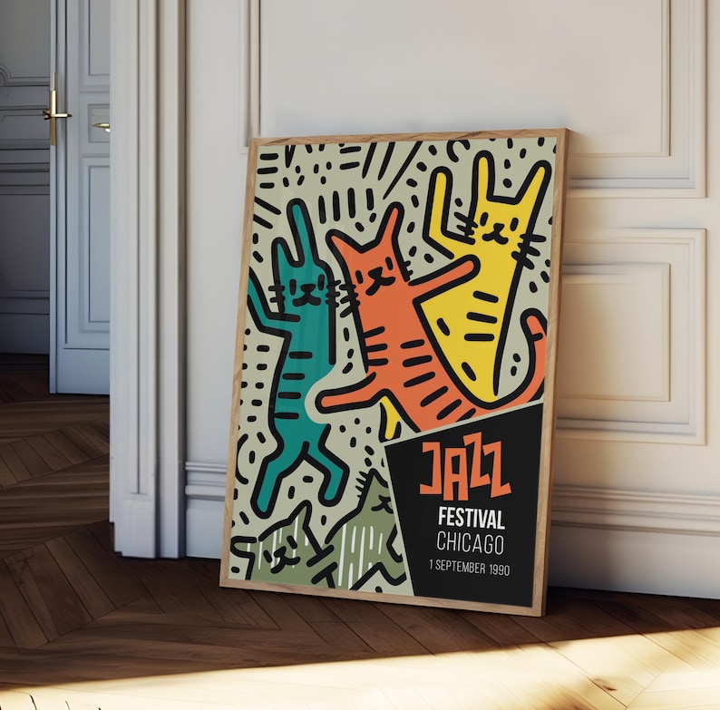 Retro Jazz Poster, Chicago Jazz Festival Print, Retro Jazz Print, Retro