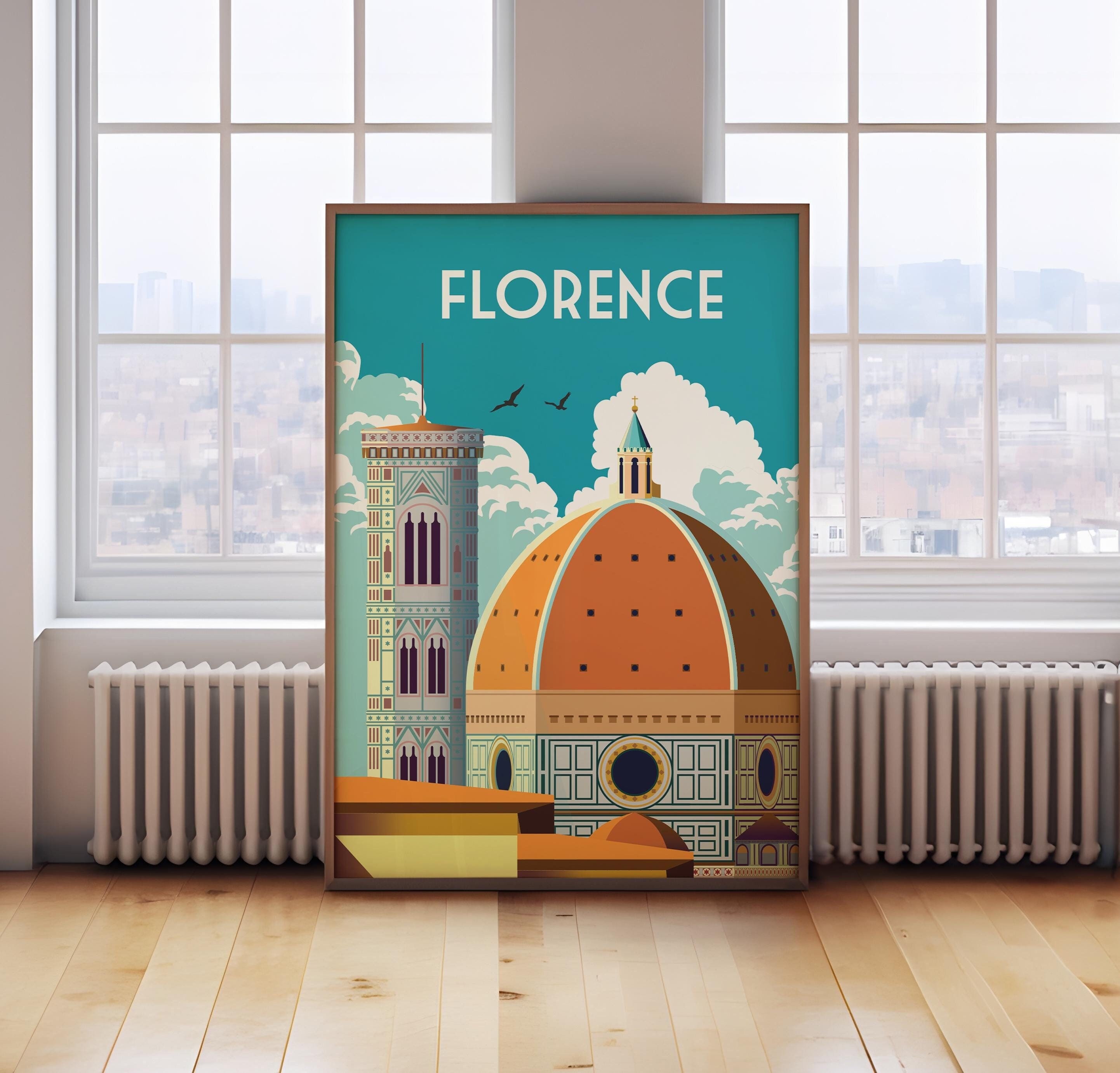 Florence Travel Poster: Retro Italy Wall Art - Etsy