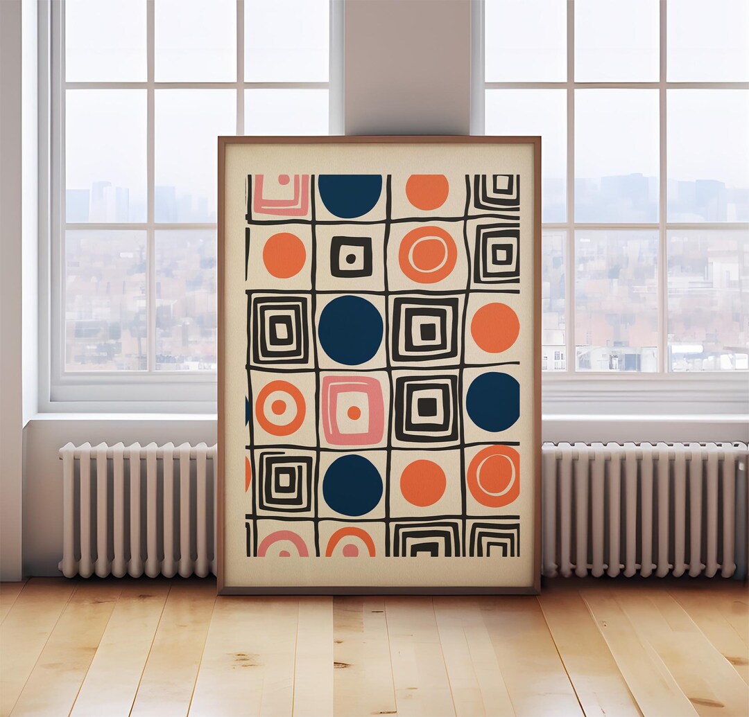 Mid Century Modern Art Print: Orange Geometric Bauhaus Wall Decor - Etsy