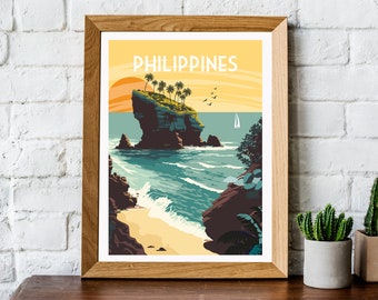 Philippines print, Philippines poster, Philippines travel poster, Philippines travel print, retro travel print, travel wall art,