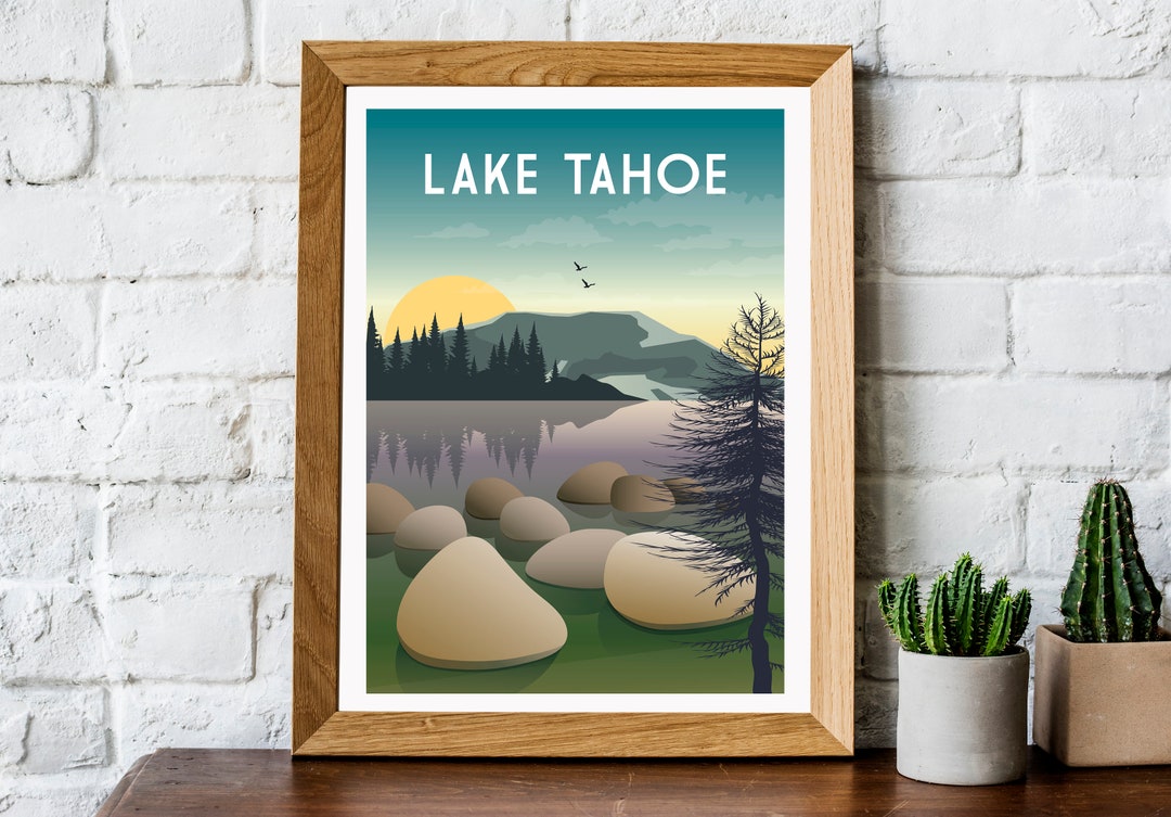 Lake Tahoe Print, Lake Tahoe Poster, Lake Tahoe Travel Poster, Lake ...
