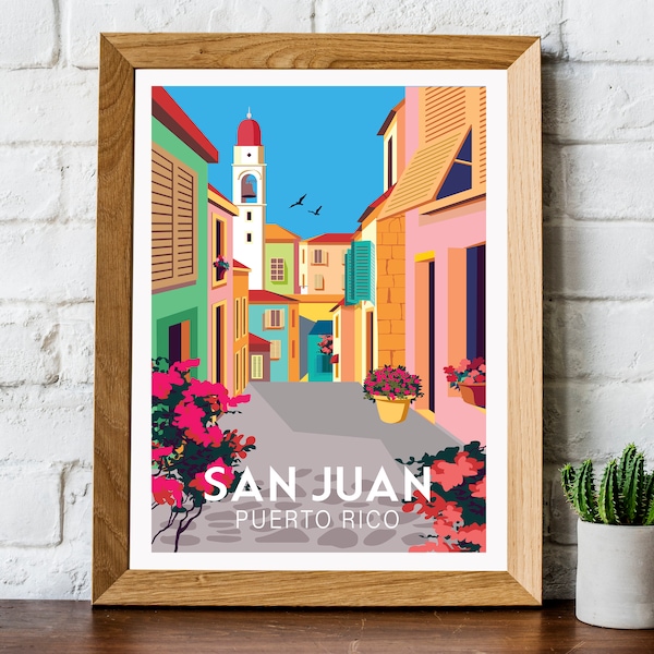 San Juan travel poster, Puerto Rico print, San Juan travel print, San Juan travel print, Puerto Rico poster. Puerto Rico travel print