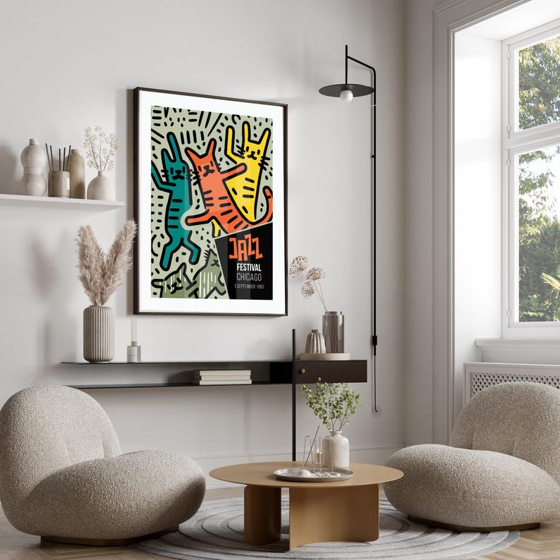 Retro Jazz Poster, Chicago Jazz Festival Print, Retro Jazz Print, Retro