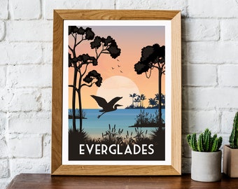Everglades national park, Florida print, Florida travel poster, Everglades poster, Florida travel print, Florida wall art,