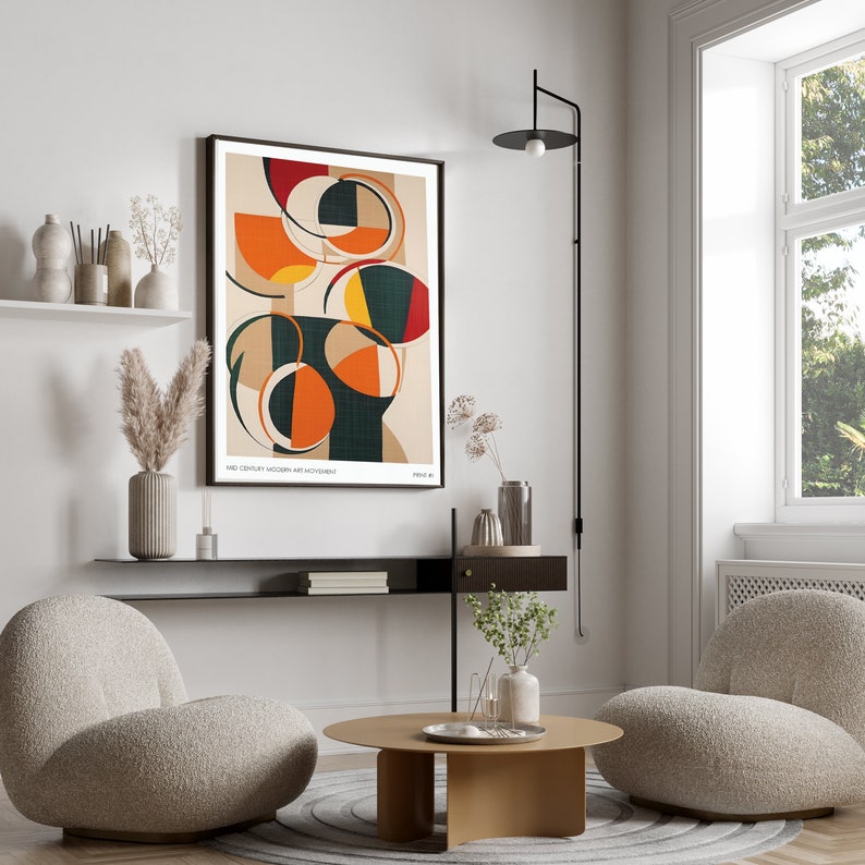 Mid Century Modern Art Print: Bauhaus Geometric Abstract - Etsy