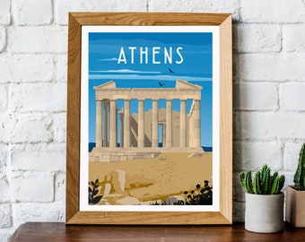Athens print, Athens travel poster, Athens poster, retro Athens print, Athens wall art, Greece poster, Greece print