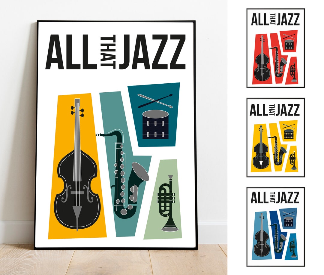Retro Jazz Music Print: Colorful Instruments Wall Art - Etsy 日本