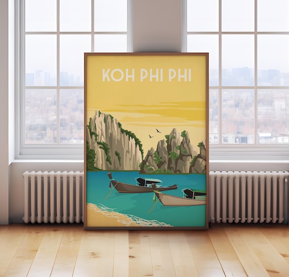 Koh Phi Phi Travel Poster: Retro Thailand Print