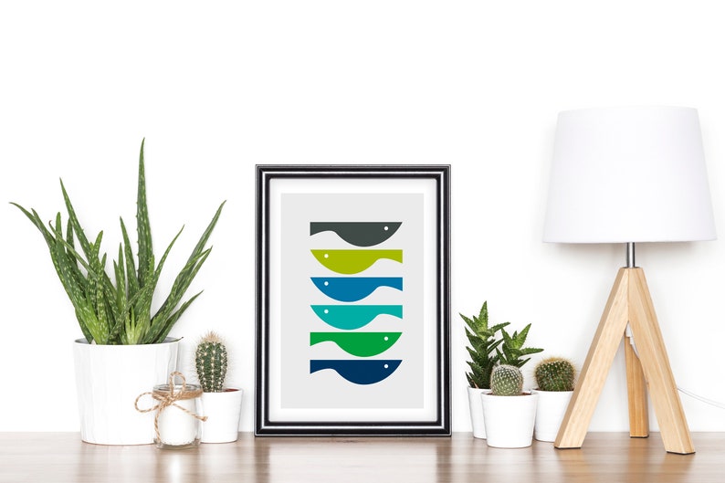 Mid Century Modern Fish Print Fish Wall Art Mid Century Etsy Canada