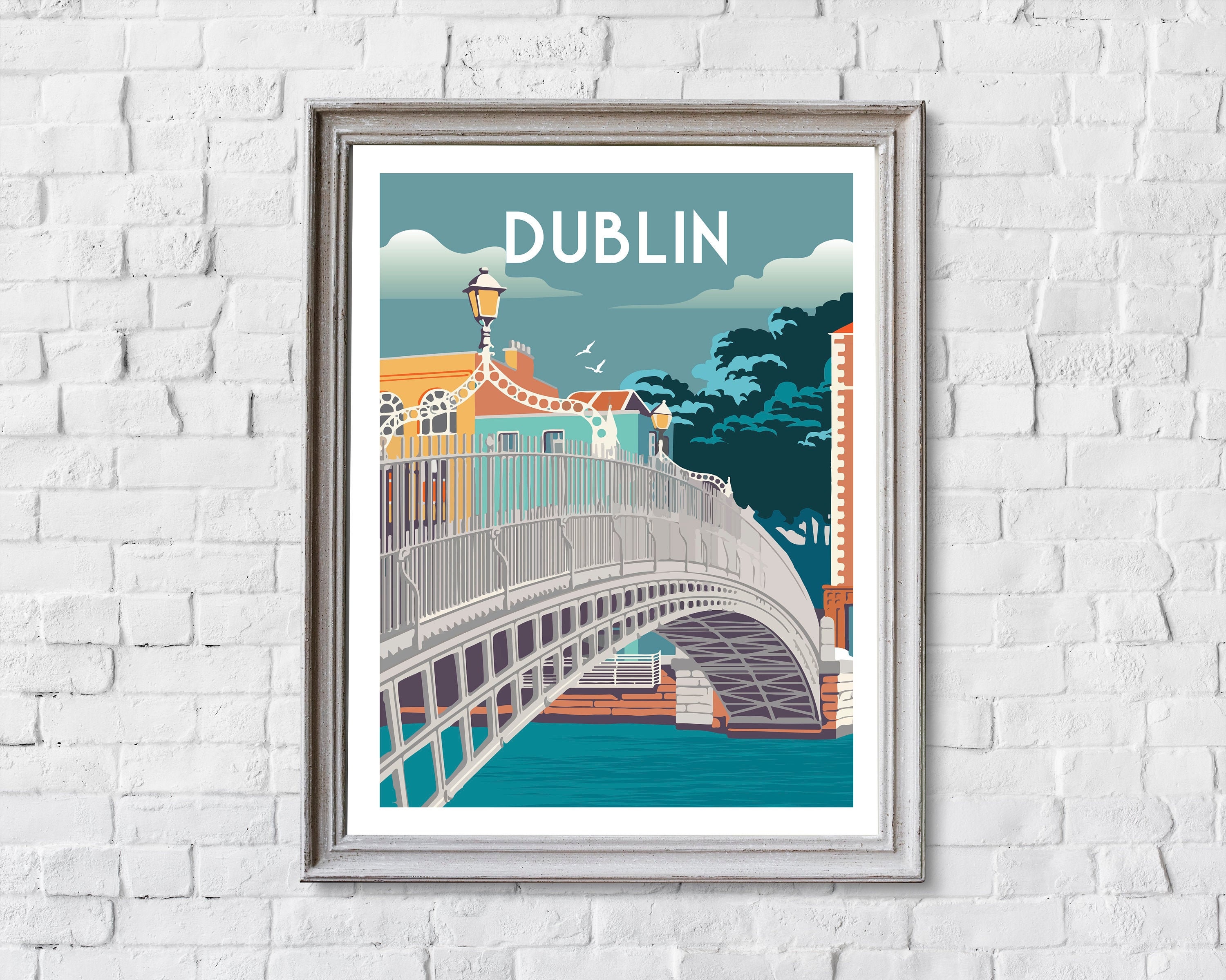 Dublin Travel Poster Retro Dublin Print Dublin Wall Art Etsy