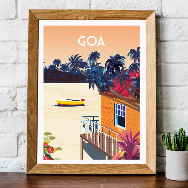 Goa print, India travel poster, Goa travel print, Goa Poster, India wall art, retro travel poster, Goa travel print