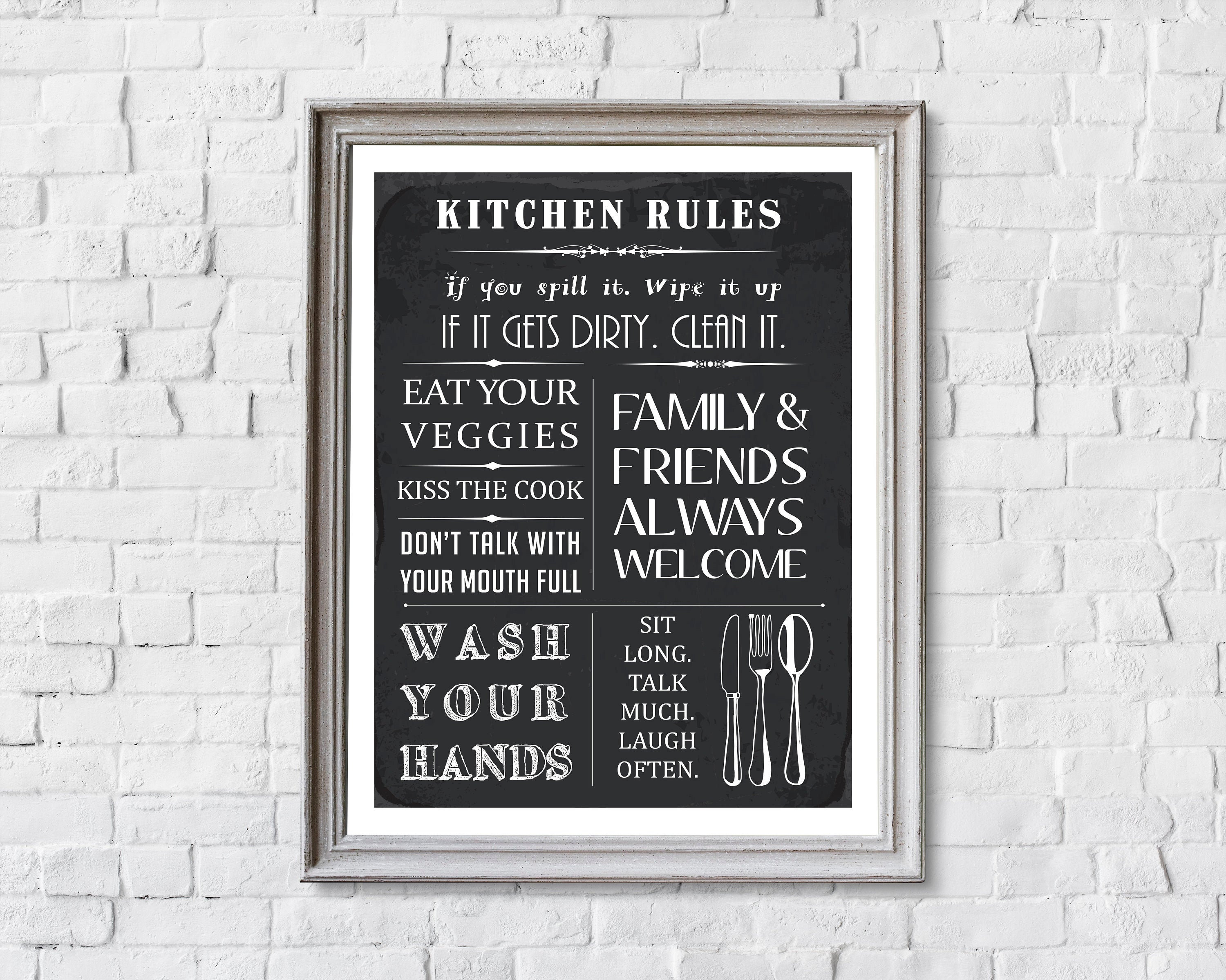 Kitchen Rules Print Kitchen Sign Kitchen Wall Art Kitchen - Etsy UK