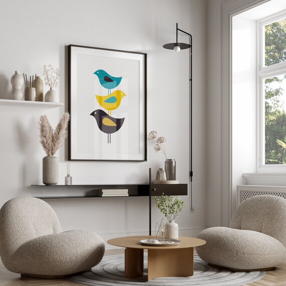 Mid century modern bird print, bird wall art, mid century wall art, mid century print, mid century modern print, mid century art, bird art