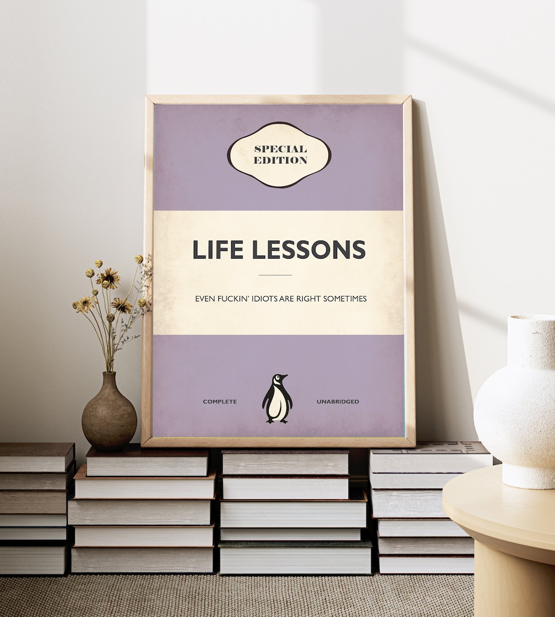 Living. Lesson Paperback Funny 'life Lessons' Book Cover Print: Quote Print, Office Wall Art - Etsy