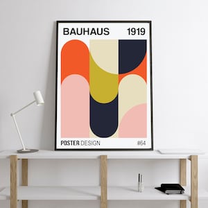 Bauhaus exhibition poster, Bauhaus poster, Bauhaus print, retro exhibition poster, retro wall art, retro print, geometric wall art