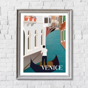 Retro Venice Travel Poster: Flat Design Wall Art image 3