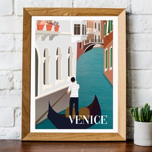 Retro Venice Travel Poster: Flat Design Wall Art image 2