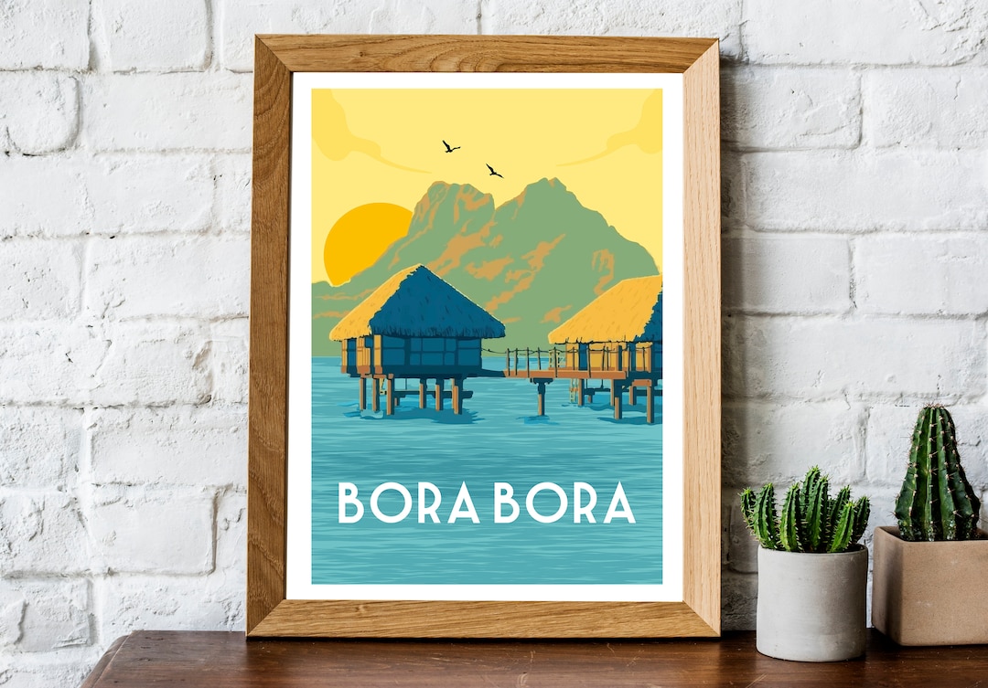 Bora Bora Print, Bora Bora Travel Poster, Bora Bora Travel Print, Retro ...
