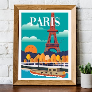 Paris travel print, Paris travel poster, Paris print, Paris poster, travel wall art, Paris wall art, retro wall art, Paris wall art