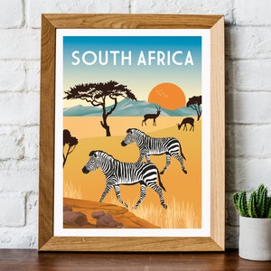 South Africa travel poster, Safari poster, South Africa travel print, South Africa wall art, South Africa poster, South Africa print,